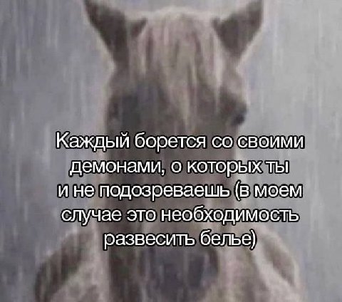 Каждый борется своими демонами, о которых ты и не подозреваешь (В моем случае это необходимость развесить белье)