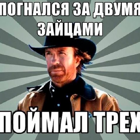 ПОГНАЛСЯ ЗА ДВУМЯ ЗАЙЦАМИ ПОЙМАЛ ТРЕХ