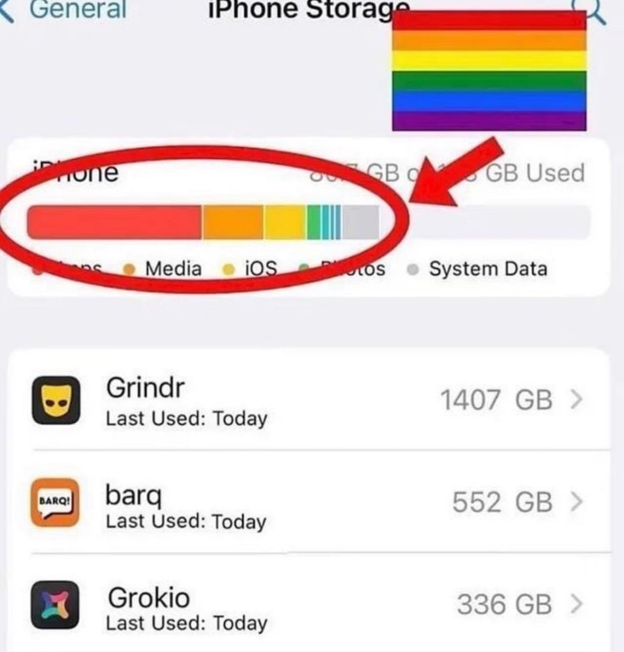 General Used alll Media System Data Grindr 1407 Last Used: Today bar 552 Last Used: Today Grokio 336 Last Used: Today