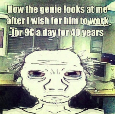 the genie looks at wish for him day years