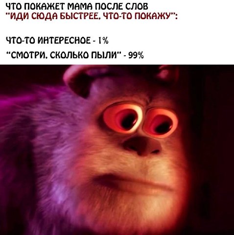 ЧТО ПОКАЖЕТ MAMA ПОСЛЕ СЛОВ “ИДИ СЮДА БЫСТРЕЕ, ЧТО-ТО ПОКАЖУ”: ЧТО-ТО ИНТЕРЕСНОЕ 1% “СМОТРИ, СКОЛЬКО ПЫЛИ” 99%