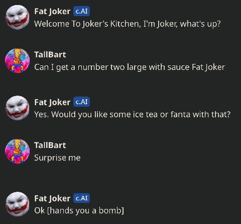 Fat Joker с.АТ Welcome To Joker's Kitchen, Joker, what's up? TallBart Can I get a number two large with sauce Fat Joker Fat Joker с.АТ Yes. Would you like some ice tea or fanta with that? TallBart Sur