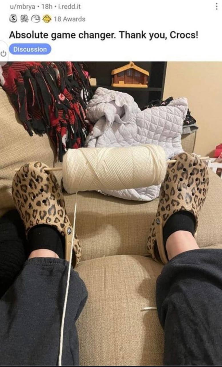 u/mbrya i.redd.it (3 18 awards Absolute game changer. Thank you, Crocs!