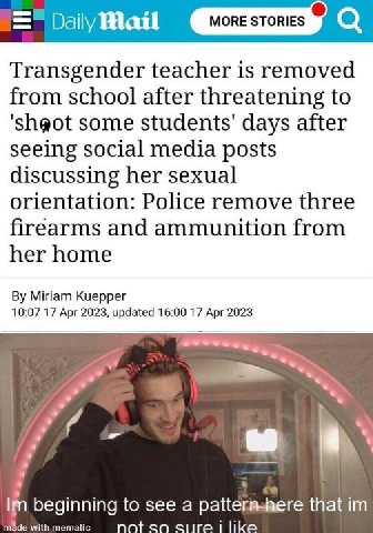 О. Transgender teacher is removed from school after threatening to ‘'shaot some days after seeing social media posts discussing her sexual orientation: Police remove three firearms and ammunition from