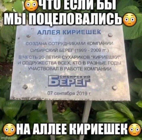 МЫ ПОЦЕЛОВАЛИСЬ АЛЛЕЯ КИРИЕШЕК СОЗДАНА СОТРУДНИКАМИ КОМПА! СИБИРСКИИ БЕРЕГ (1999 2009 В ЧЕСТЬ 20-ЛЕТИЯ СУХАРИКОВ И СОДРУЖЕСТВА ВСЕХ, КТО В РАЗНЫЕ УЧАСТВОВАЛ В РАБОТЕ КОМПАНИИ 07 сентября 2019 АЛЛЕЕ