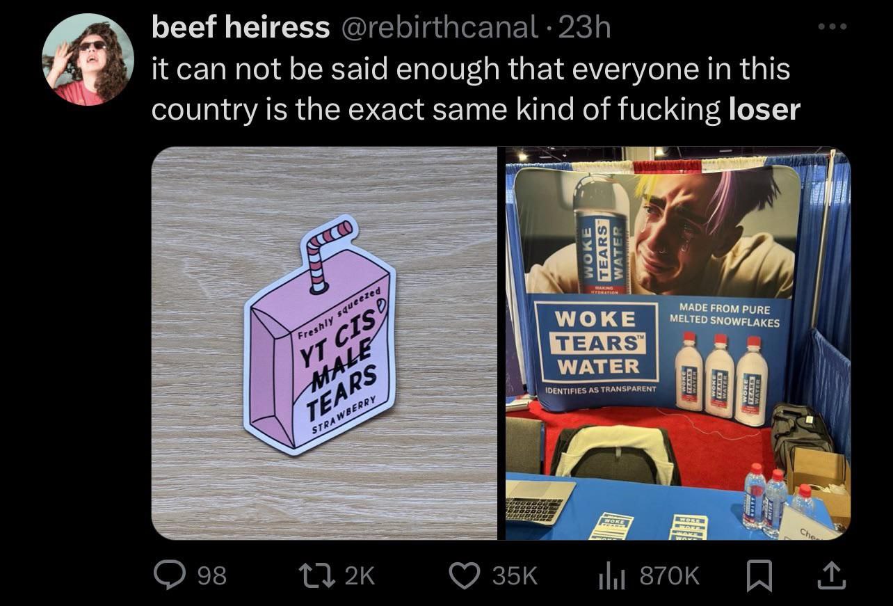 beef heiress it can not be said enough that everyone in this country Is the exact same kind of fucking loser ity MELTED SNOWFLAKES MADE FROM PURE А