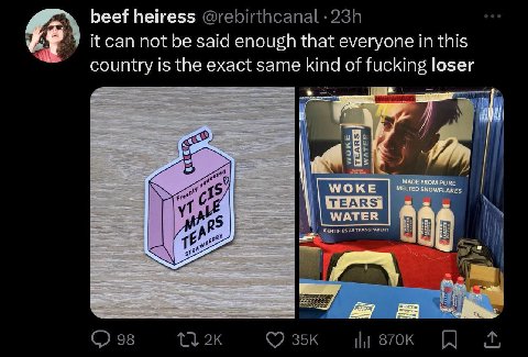 beef heiress it can not be said enough that everyone in this country Is the exact same kind of fucking loser ity MELTED SNOWFLAKES MADE FROM PURE А