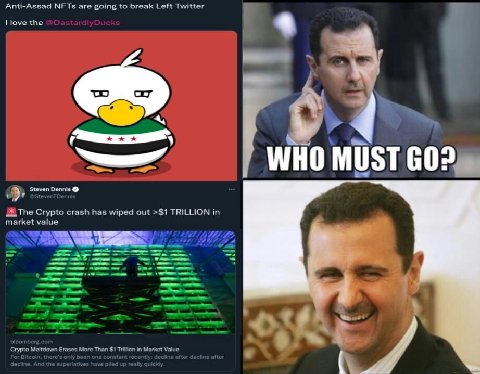 Anti-Assad NFTs are going to break Left Twitter i} love the 9 Steven Dennis Crypto crash has wiped out >$1 TRILLION market value 4 А 7 Crypto Meltdown Erases More Than $1 Trillion in Market Value