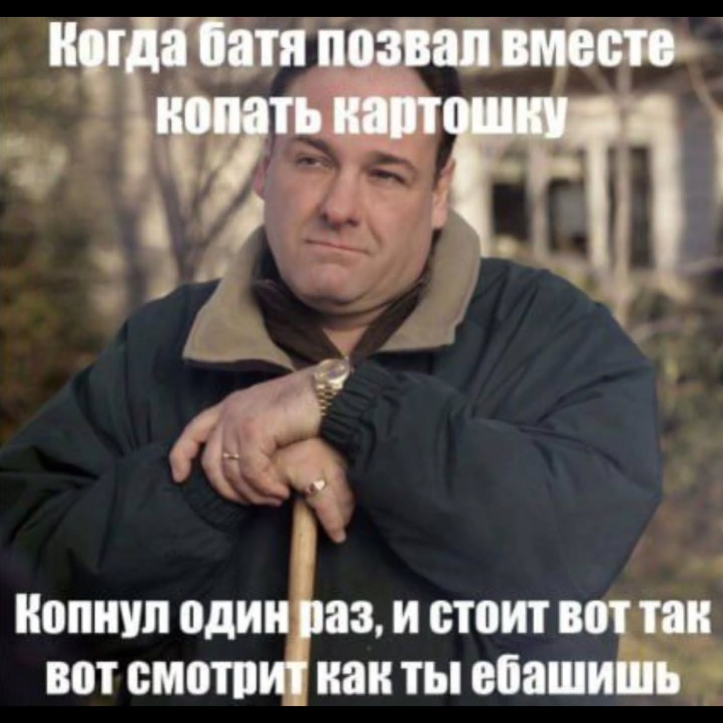 Когда батя позвал вместе картошку Копнул один раз, и стоит вот так вот смотрит как ты ебашишь