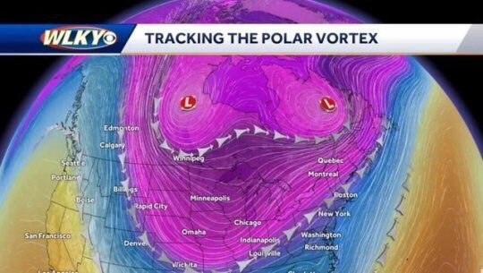 9 ТВАСКИМС THE POLAR VORTEX 2 7 У 4 У 4 Quebec i у Potila Minneape it York Отан i А 4