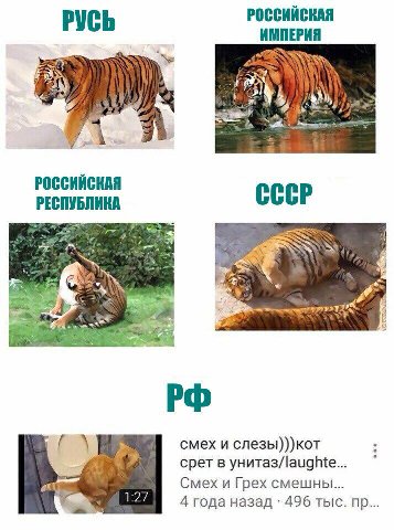 РУСЬ РОССИЙСКАЯ ИМПЕРИЯ 2 4 РОССИЙСКАЯ ecep РЕСПУБЛИКА A 2 2 смех и слезы)))кот срет в yHuta3/laughte... Смех и Грех смешны... года назад 496 тыс.