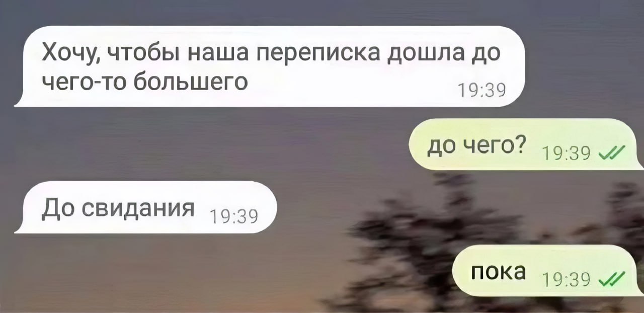 Хочу, чтобы наша переписка дошла до чего-то большего 19:39