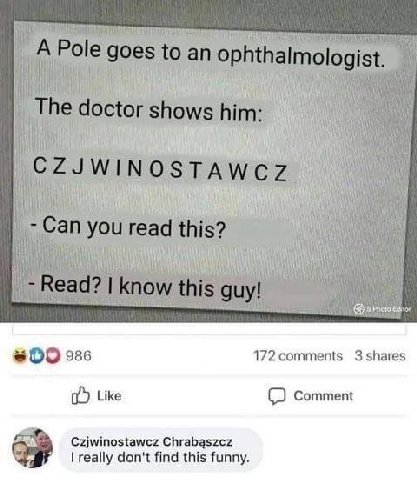 AN #09 986 172comments 3 shares Like Comment Czjwinostawez Chrabaszcz really don't find this funny.