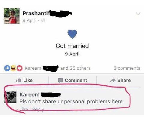 9 Got married 9 April кагеет and 25 others 3 comments Like Comment Share Kareen Pls don't share personal problems here