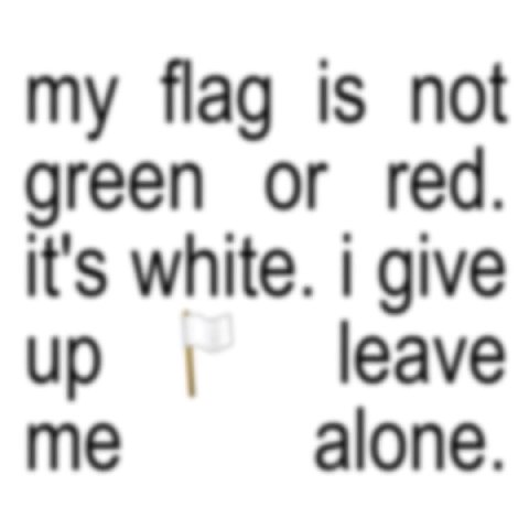 my flag is not green or red. it's white. i give up leave me alone.