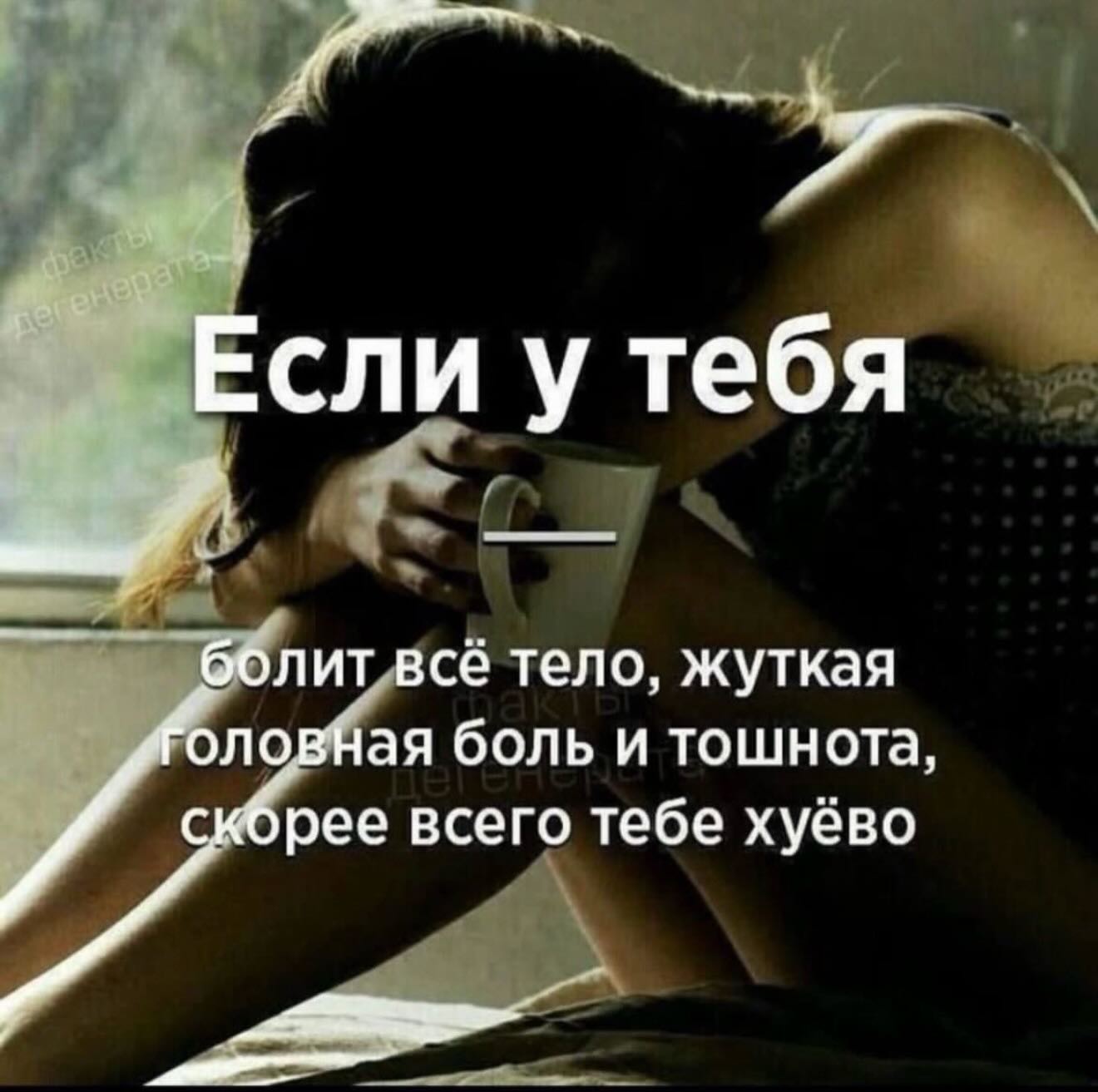 Если у тебя болит всё тело, жуткая оловная боль и тошнота, скбрее всего тебе хуёво