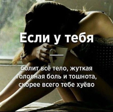 Если у тебя болит всё тело, жуткая оловная боль и тошнота, скбрее всего тебе хуёво