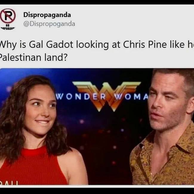 Dispropaganda @Dispropoganda is Gal Gadot looking at Chris Pine like land? a A