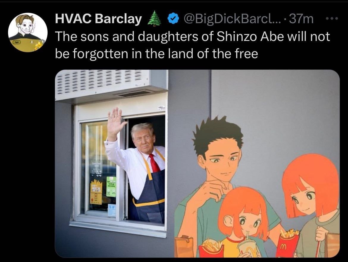 Gam Вагс!ау 2. @BigDickBarcl...-37m and daughters of Shinzo Abe will not be forgotten in the land of the free