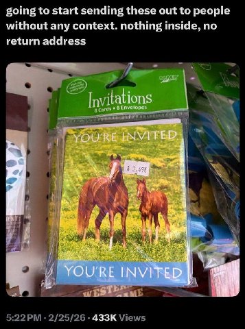 going to start sending these out to people without any context. nothing inside, no return address if 2/25/26 Views