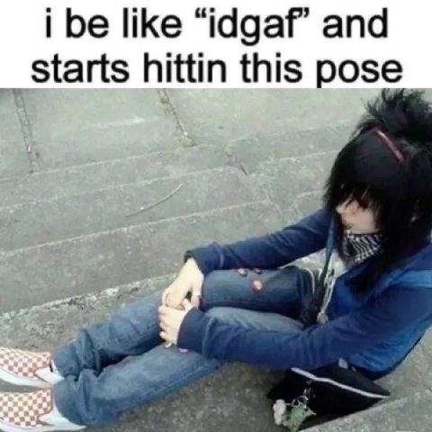 i be like and starts hittin this pose
