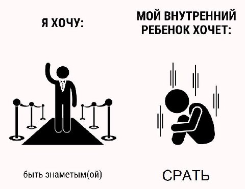 МОЙ ВНУТРЕННИЙ Я ХОЧУ: РЕБЕНОК ХОЧЕТ: быть знаметым(ой) СРАТЬ