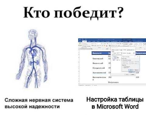 Кто победит? 19 i= Я Экономический 13 Филологически 202 210 Сложная нервная система Настройка таблицы высокой надежности в Microsoft Word