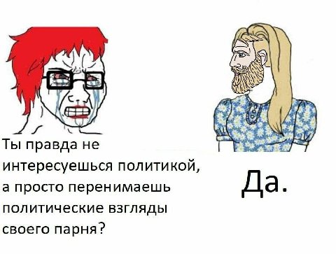 Ты правда не интересуешься политикой, а просто перенимаешь Да политические взгляды своего парня?