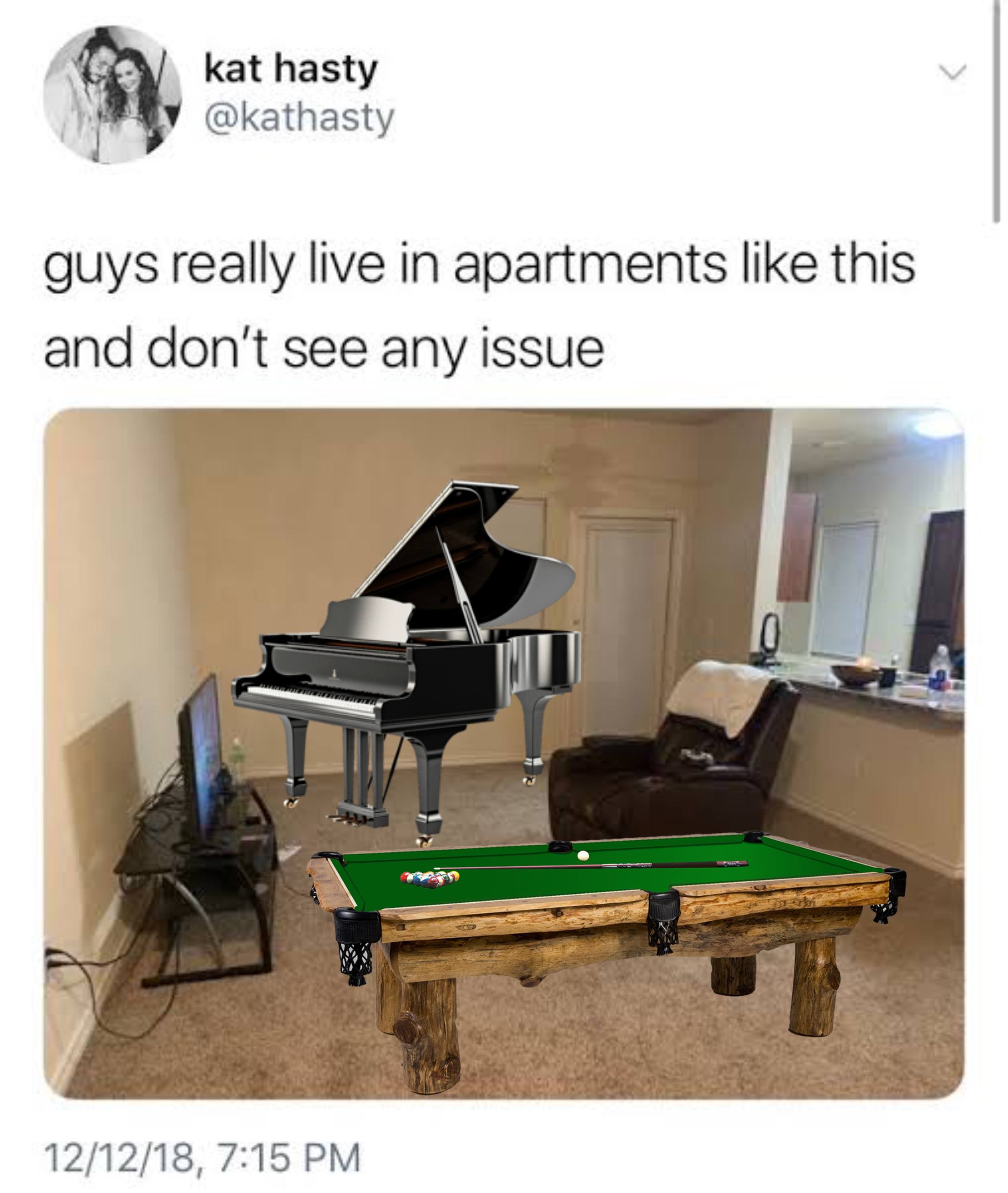 kat hasty @kathasty guys really live in apartments like this and don't see any issue 12/12/18, 7:15