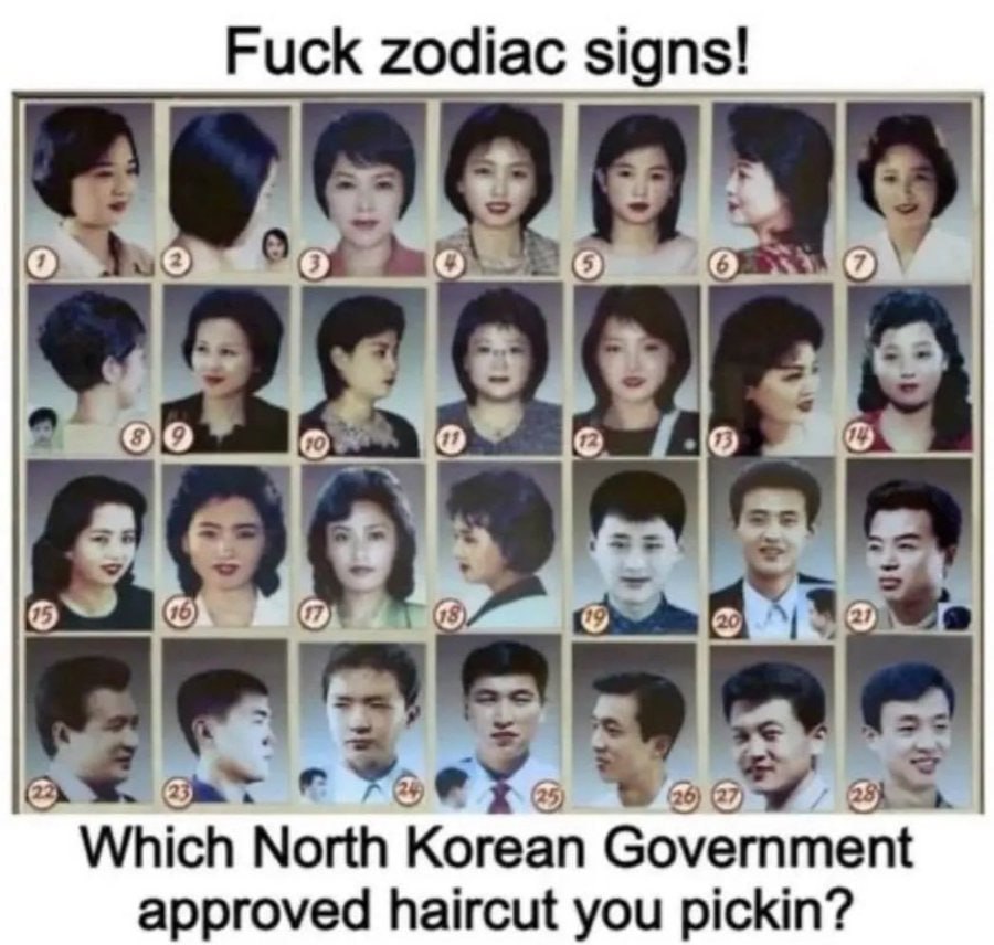 Fuck zodiac signs! Which North Korean Government approved haircut you pickin?
