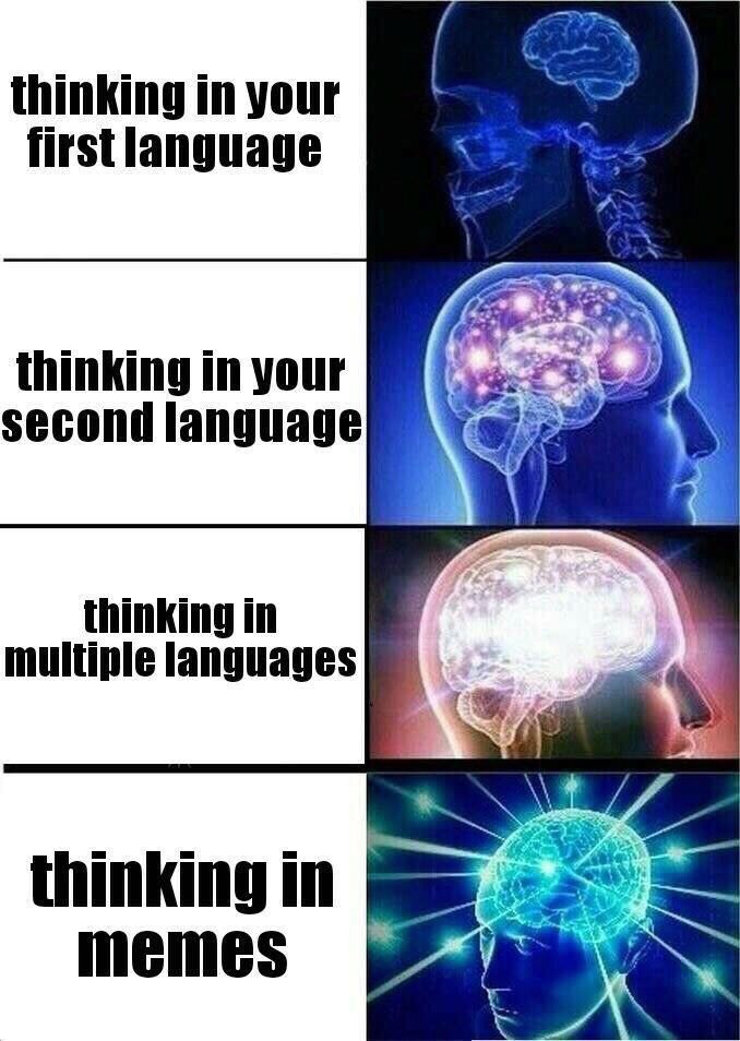 thinking in your first language thinking in your second language thinking in multiple languages thinking in Memes