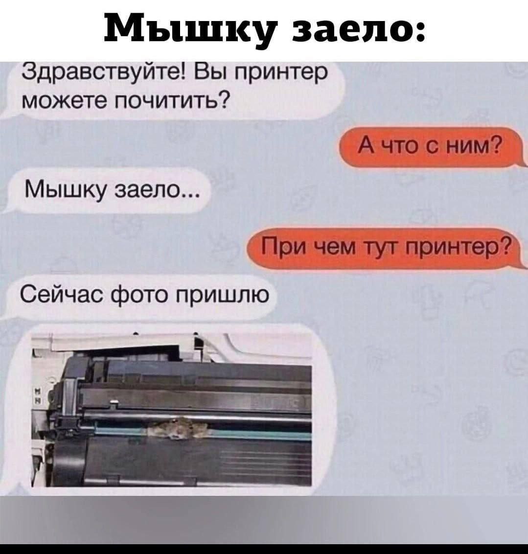 Мышку заело: Здравствуйте! Вы принтер можете почитить? Мышку заело... Сейчас фото пришлю