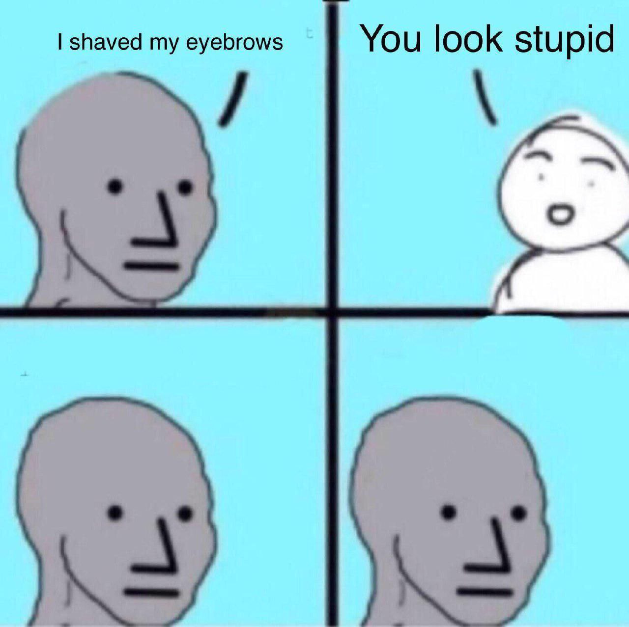shaved my eyebrows You look stupid