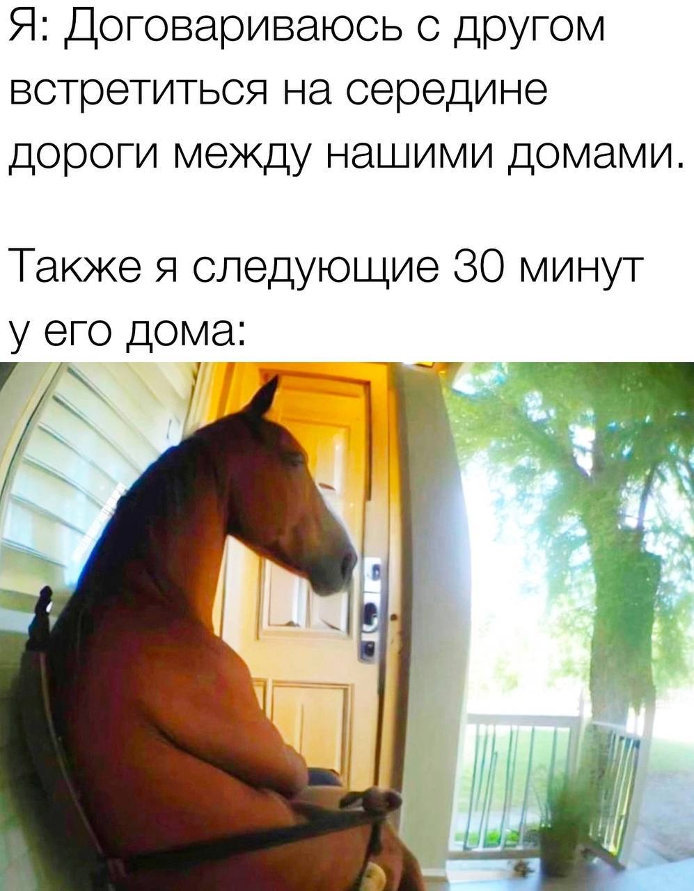 Я: Договариваюсь с другом встретиться на середине дороги между нашими домами. Также я следующие 30 минут у его дома: