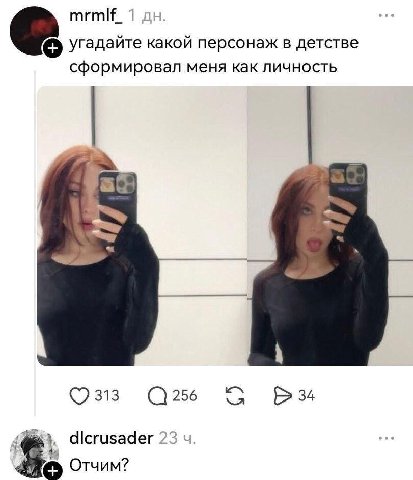 шит 7 угадайте какой персонаж в детстве сформировал меня как личность at 313 256 34 dicrusader 23 Отчим?