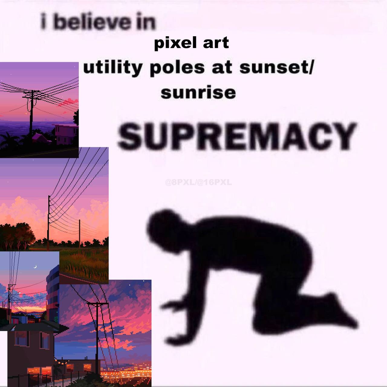 i believe pixel art utility poles at sunset/ sunrise SUPREMACY