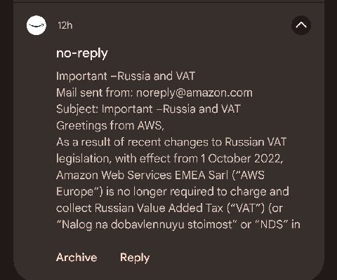 Isn't we can't use AWS at all?
Sanctions, huh..