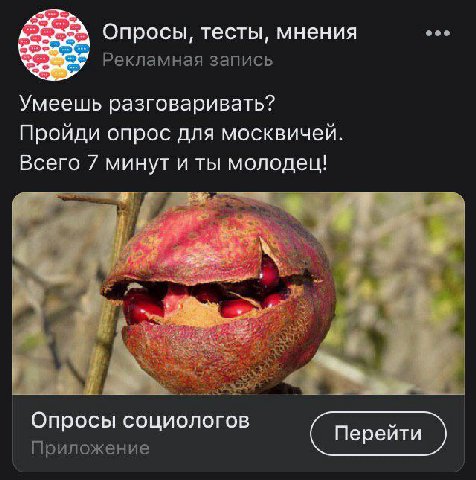 Опросы, тесты, мнения Рекламная запись Умеешь разговаривать? Пройди опрос для москвичей. Всего 7 минут и ты молодец! 7 В a у у Опросы социологов Перейти Приложение