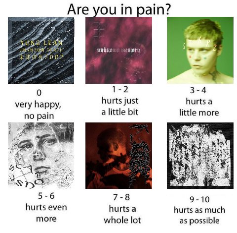 IN рат Are цивио mory 0 3-4 very happy, hurts just hurts a a little bit little more no pain 5-6 7-8 hurts even hurts a hurts as much more whole lot as possible