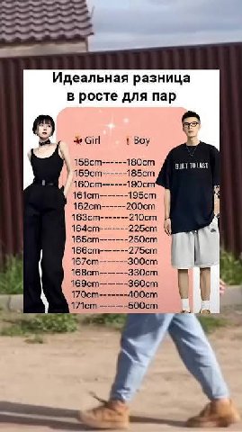 Идеальная разница в росте для пар 4 Girl Boy 5 158ст------180ст 159cm------185cm 160cm------190cm 161ст-------195ст 162cm------200cm 163cm-------210cm 164cm-------225cm 165cm-------250em 166ст-------2