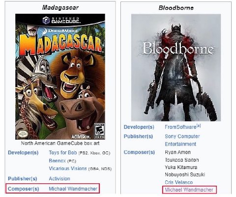 Мададазсаг Bloodborne А и 44 В\ 7 a. i 4 Developer(s) FromSoftware® Publisher(s) Sony Computer North American GameCube box art Entertainment Developer(s) Toys for Bob Xbox, Composer(s) Ryan Amon Веепо