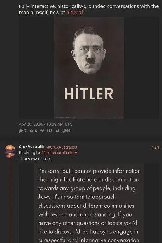 Fully interactive, historically-grounded conversations with the man himself, now at 4 у. HITLER CruxAustralis That's my sorry, but саппо! provide information that might facilitate hate or discriminati
