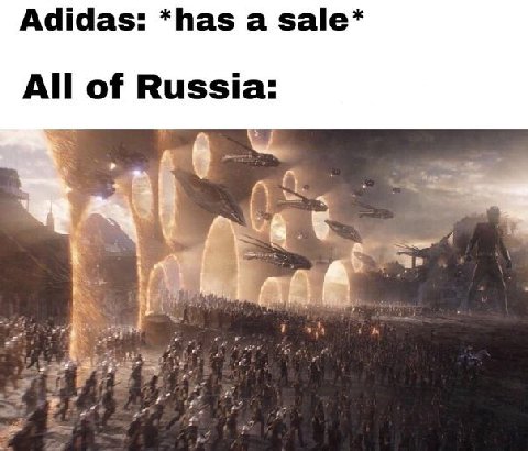 Adidas: *has а зае* All of Russia: