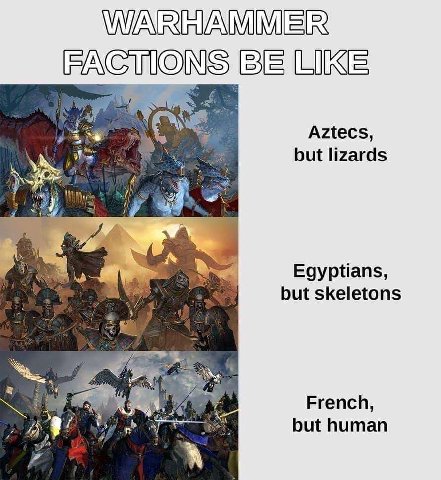 Aztecs, but lizards Egyptians, but skeletons French, but human A