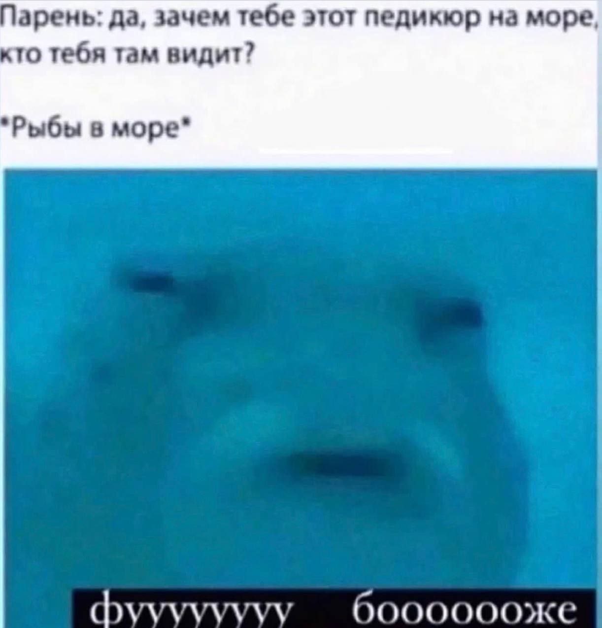 арень: да, зачем тебе этот педикюр на море, то тебя там видит? *Рыбы в море* фуууууууу бооооооже