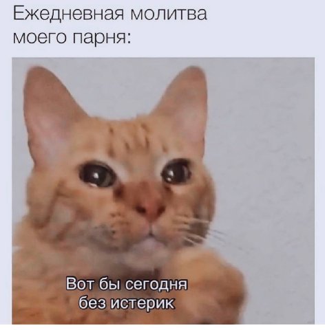 Ежедневная молитва моего парня: Вот бы сегодня без истерик