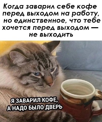 Когда заварил себе кофе перед выходом на работу, но единственное, что тебе хочется перед выходом не выходить ЗАВАРИЛ КОФЕ,