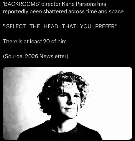 director Kane Parsons has reportedly been shattered across time and space "SELECT THE HEAD THAT YOU PREFER" There is at least 20 of him (Source: 2026 Newsletter)