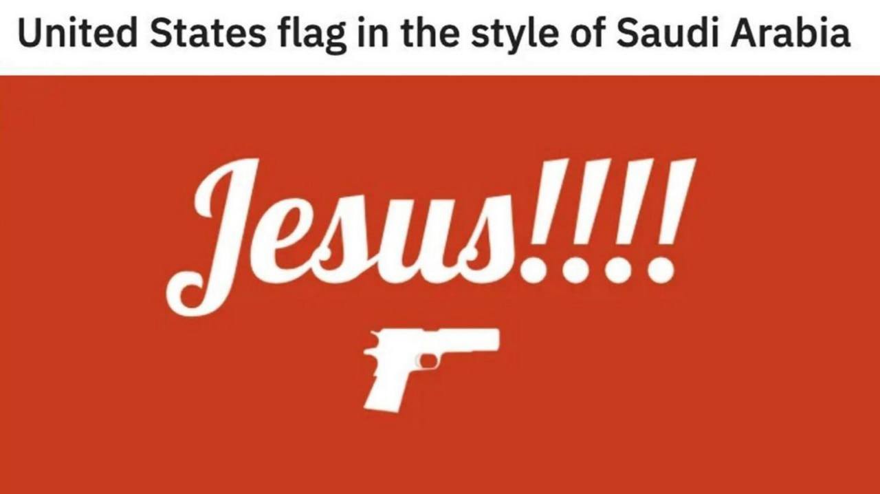 United States flag the style of Saudi Arabia ГИГ Jesus