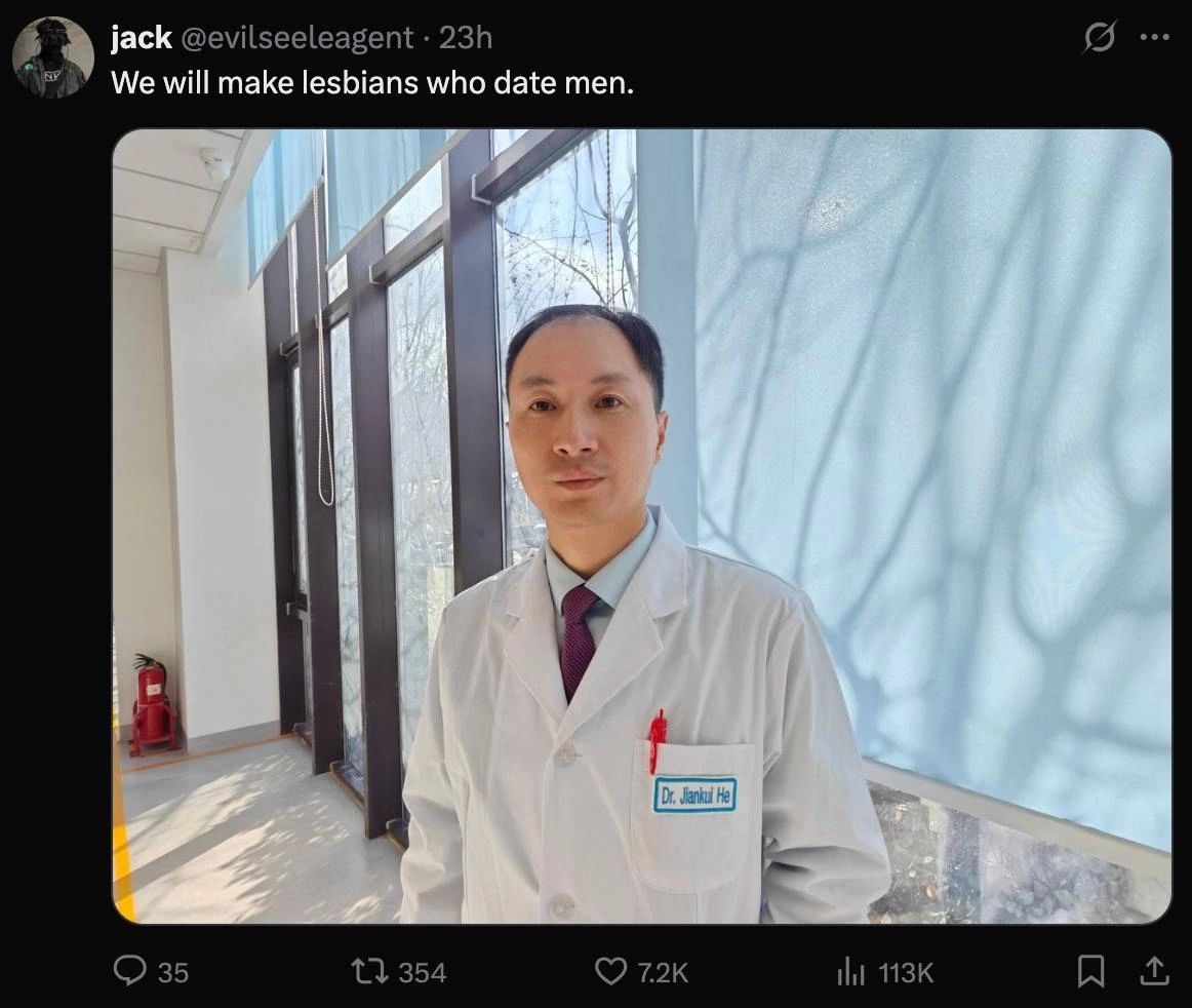 jack @evilseeleagent We will make lesbians who date men. 4 35 13 354 72к